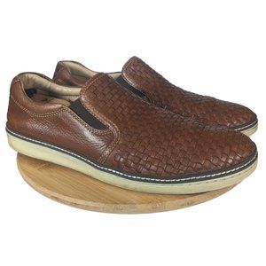 J & M Sheepskin Loafers Slip-on Brown Basketweave Size 12M